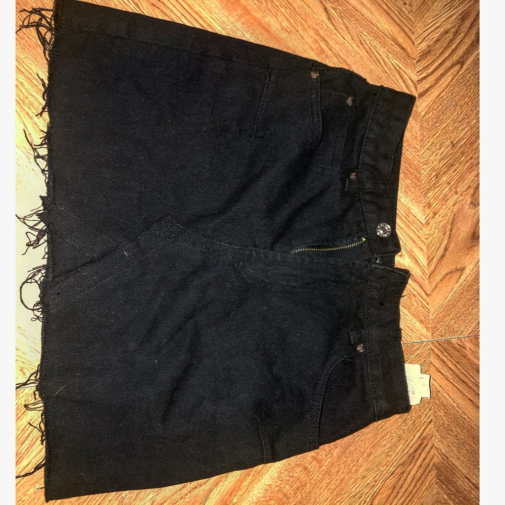 High waisted denim skirt
